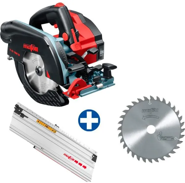 Mafell cirkelsåg K 65 18M bl i T-MAX med styrskena och sågblad